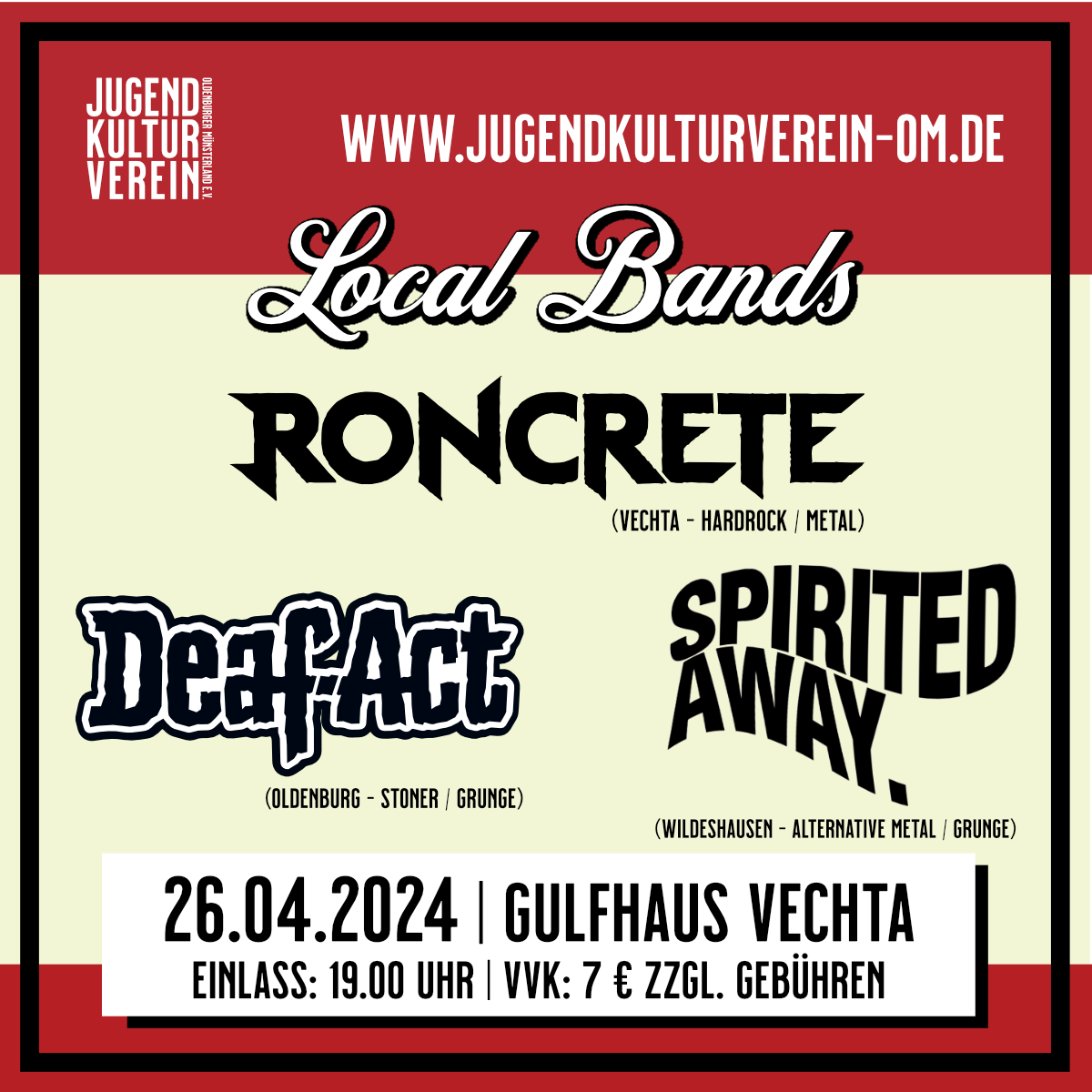 Local Bands – Roncrete + Deaf-Act + Spirited Away